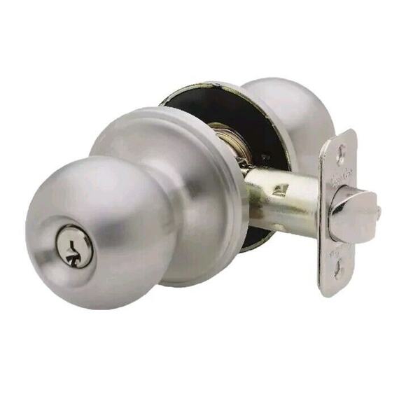 BK2040SS Ball Door Knob, Keyed Entry Function 1 Pack Satin Stainless SD 1217 - Picture 1 of 7